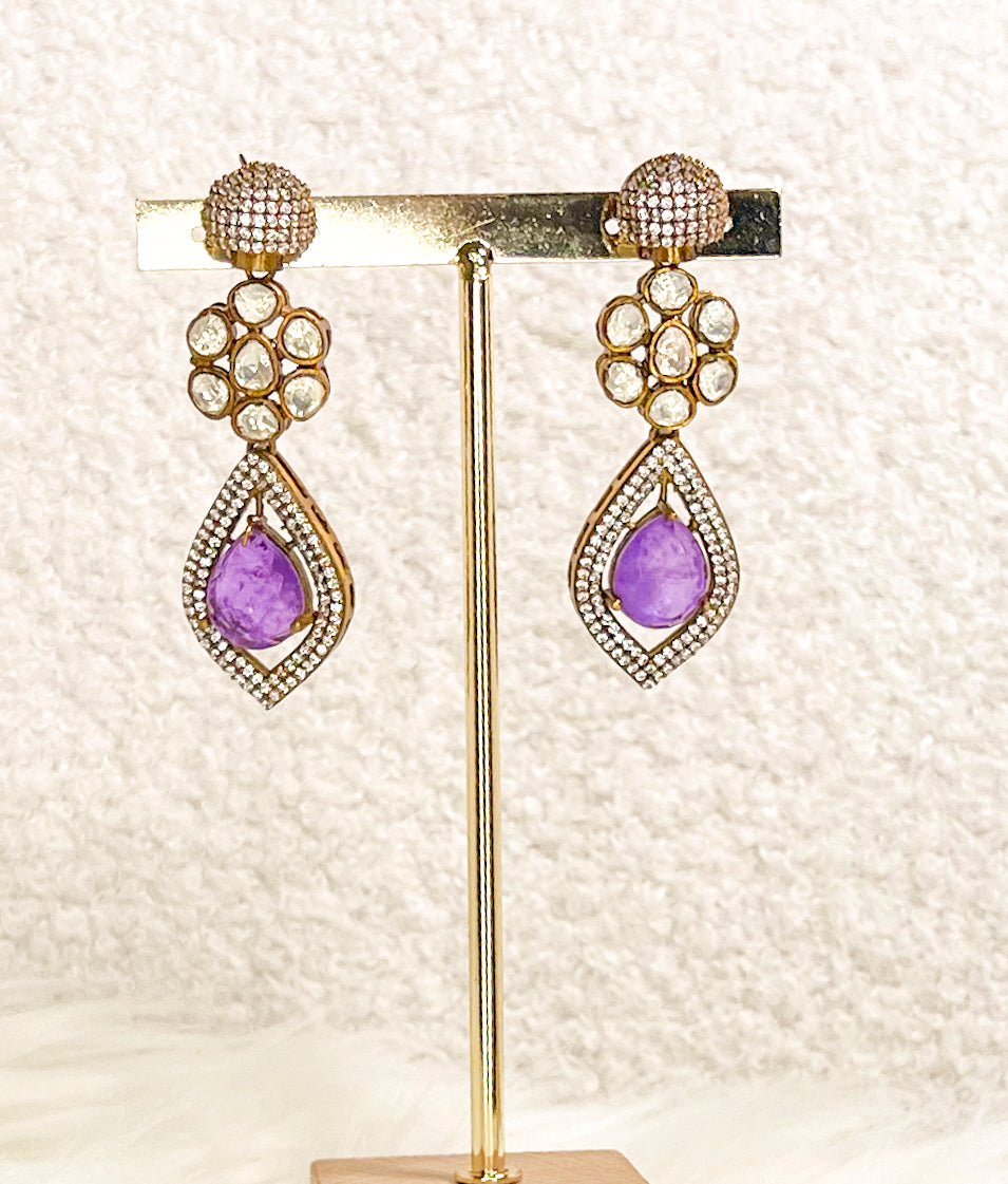 Purple Polki Boublet stone Necklace