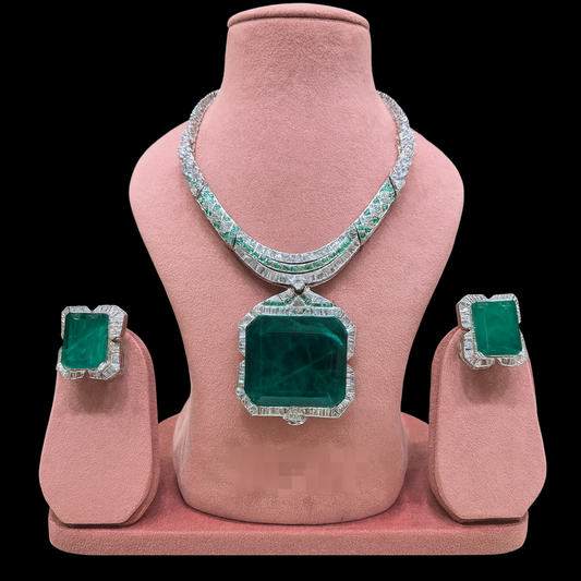 Stunning Designer Inspired white gold polished necklace