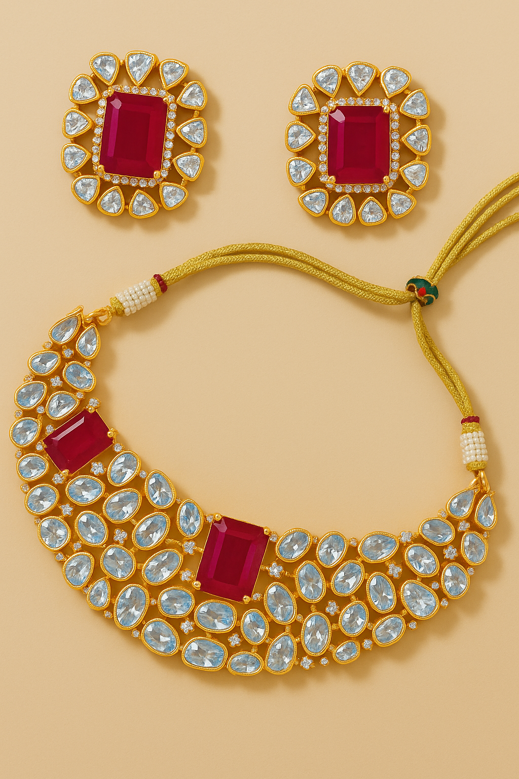 22K polished Mossonaite Necklace